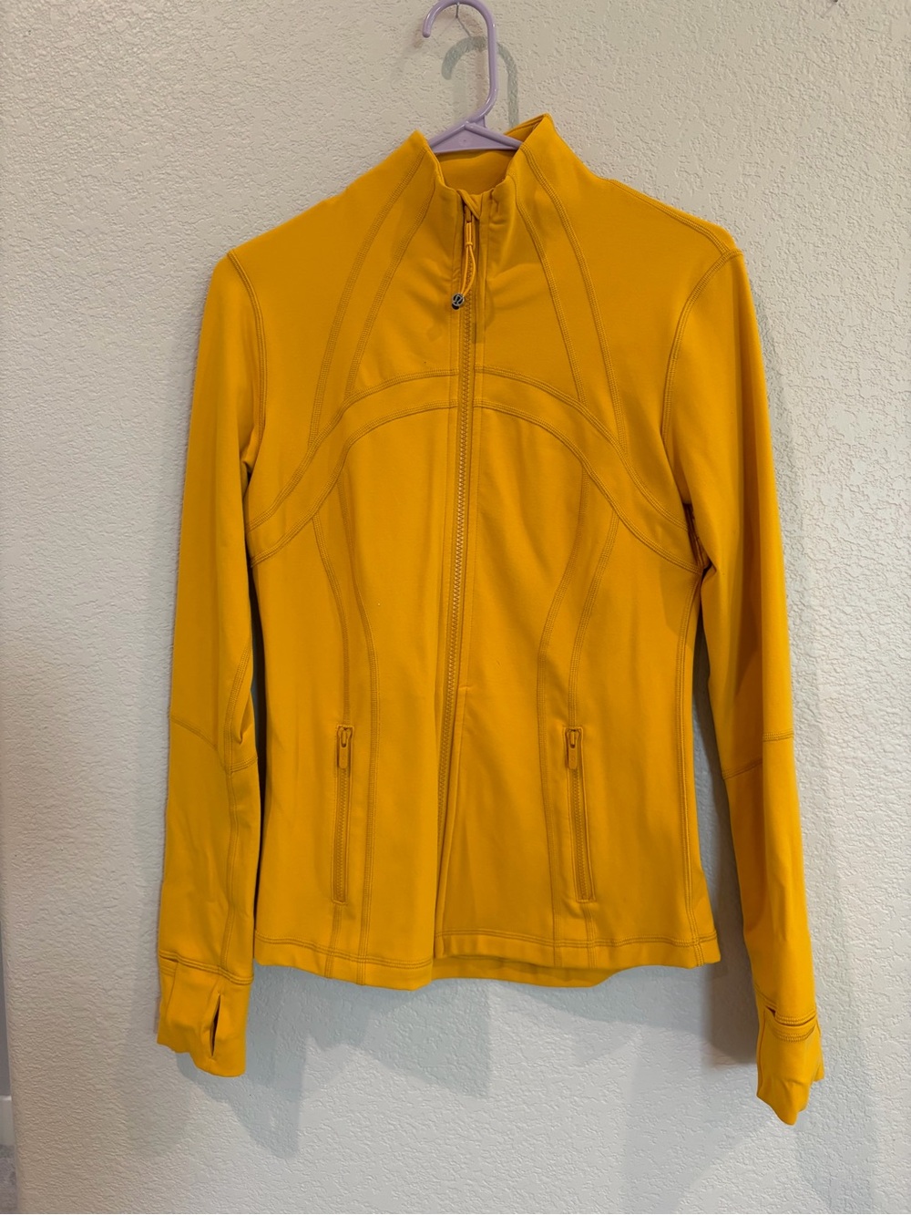 Lululemon Golden Yellow Full Zip Running Jacket Thumbholes